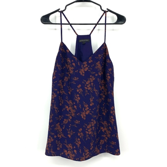 Banana Republic Tops - Banana Republic Top Blue Orange Floral Print Sleeveless Racerback